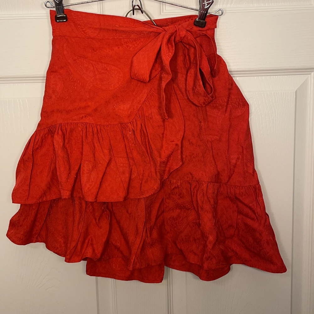 Maje ruffled side tie skirt (side zipper)